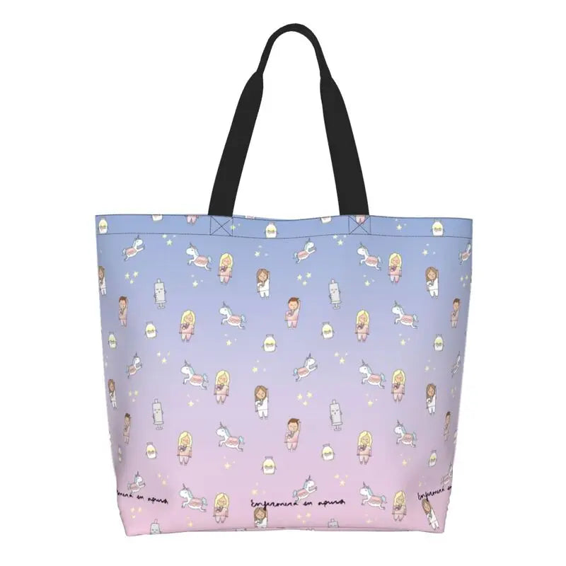 Cartoon Doctor Nurse Enfermera En Apuros Grocery Bags Large Capacity Aesthetic Merch For Woman Street Shoulder Bag 6 One Size