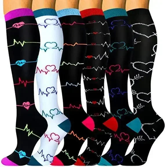 6 Pairs Compression Socks for Men & Women – Ideal for Running, Soccer, Leggings, and Nurses – Pressure Support T-MIX006-170