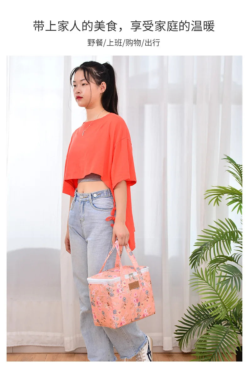 Portable Lunch Bag New Thermal Insulated Lunch Box Tote Cooler Functional Handbag Student Bento Pouch School Food Storage Bags