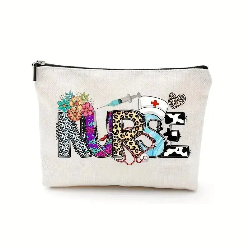 Nurse makeup bag gift, nurse zipper bags, waterproof linen makeup bags, storage bag, nurse gift - Healthcare Vibes