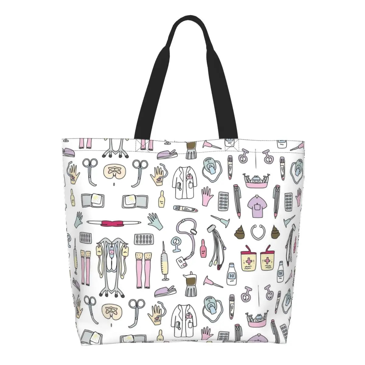 Custom Reusable Funny Nurse Shopping Bag Women Shoulder Canvas Tote Bag Portable Nursing Grocery Shopper Bags 15 50x40x15 cm