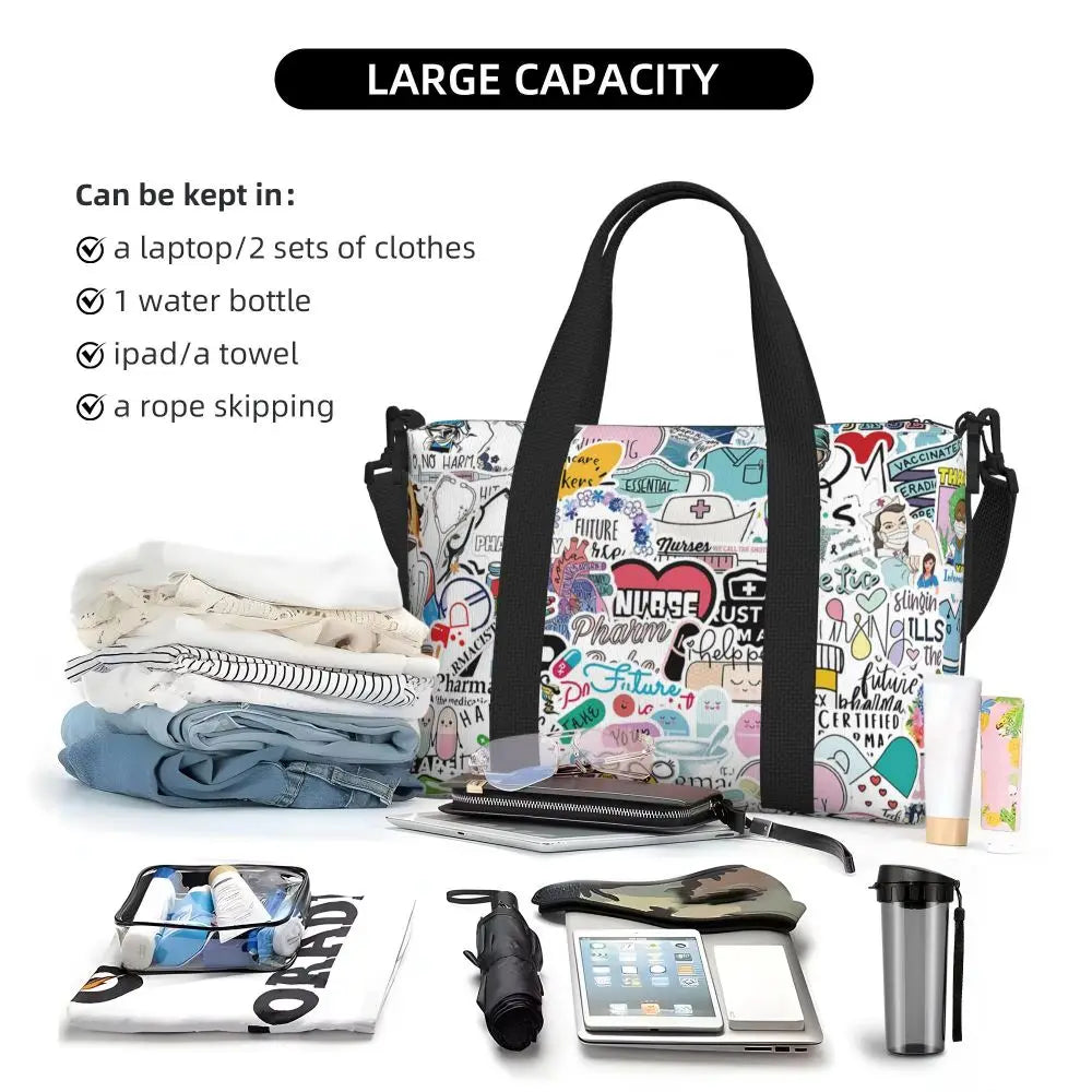 Custom Proud To Be A Nurse Grocery Shopping Tote Bag Women Big Capacity Health Care Nursing Gym Beach Travel Bags