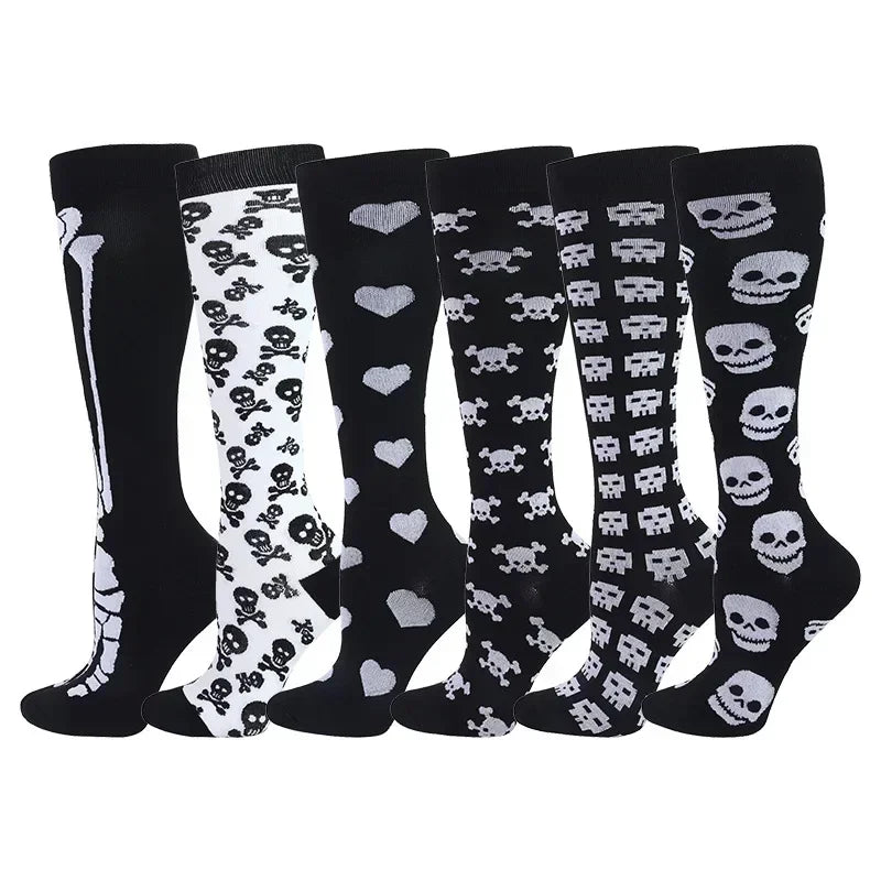 6 Pairs Compression Socks for Men & Women – Ideal for Running, Soccer, Leggings, and Nurses – Pressure Support