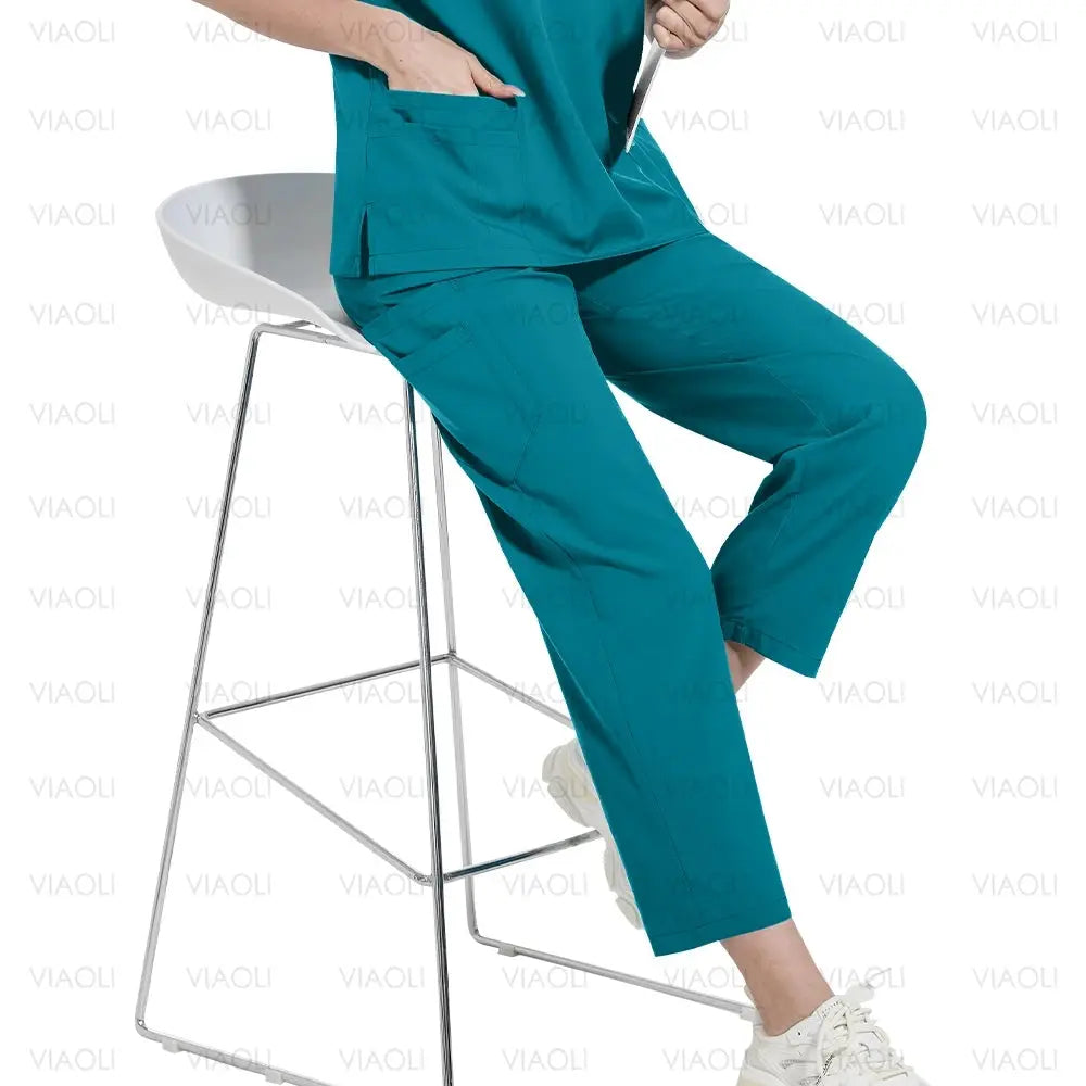 Surgical Uniforms Woman Nursing Sets Pocket Top Straight Pants Medical Nurse Uniform Scrubs Clinical Beauty Salon Hospital Suits - Healthcare Vibes