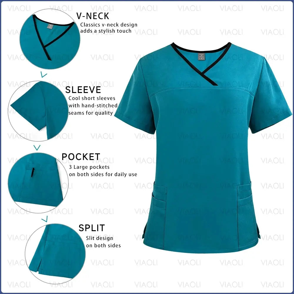 Surgical Uniforms Woman Nursing Sets Pocket Top Straight Pants Medical Nurse Uniform Scrubs Clinical Beauty Salon Hospital Suits - Healthcare Vibes