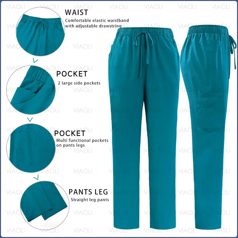 Surgical Uniforms Woman Nursing Sets Pocket Top Straight Pants Medical Nurse Uniform Scrubs Clinical Beauty Salon Hospital Suits - Healthcare Vibes