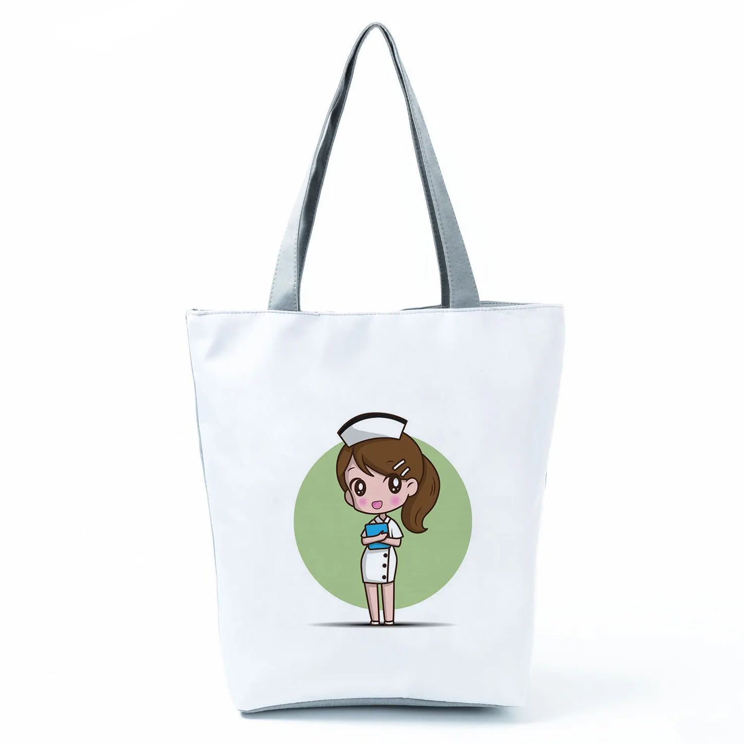 Fashion Tote Customized Cartoon Dentist Nurse Shoulder Bag Eco Reusable Shopping Bag Ladies Handbags for Women Casual Portable - Healthcare Vibes