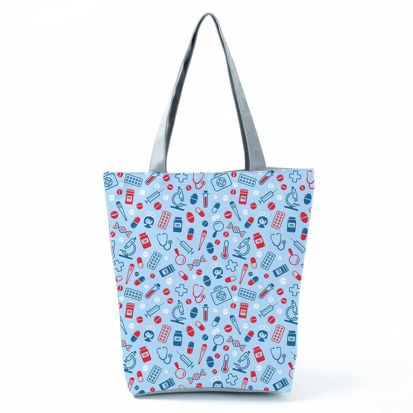 Fashion Tote Customized Cartoon Dentist Nurse Shoulder Bag Eco Reusable Shopping Bag Ladies Handbags for Women Casual Portable - Healthcare Vibes