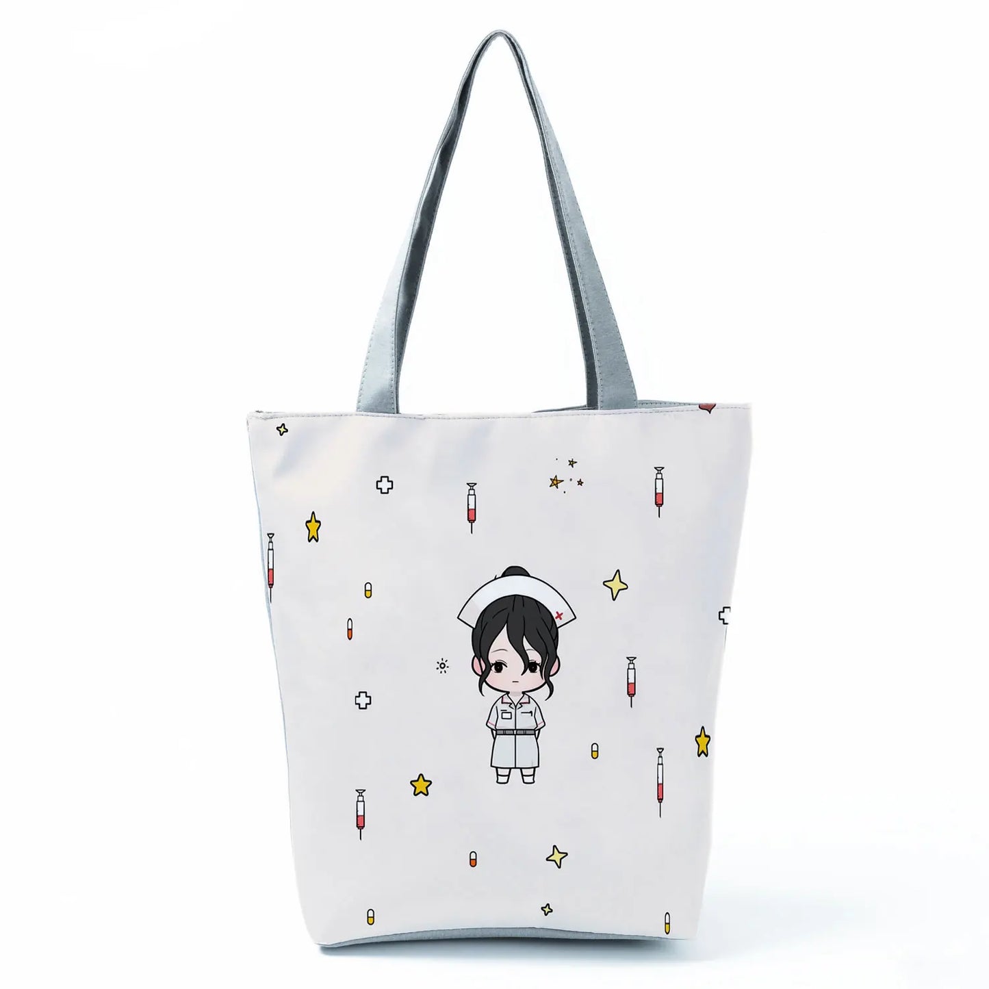 Fashion Tote Customized Cartoon Dentist Nurse Shoulder Bag Eco Reusable Shopping Bag Ladies Handbags for Women Casual Portable - Healthcare Vibes