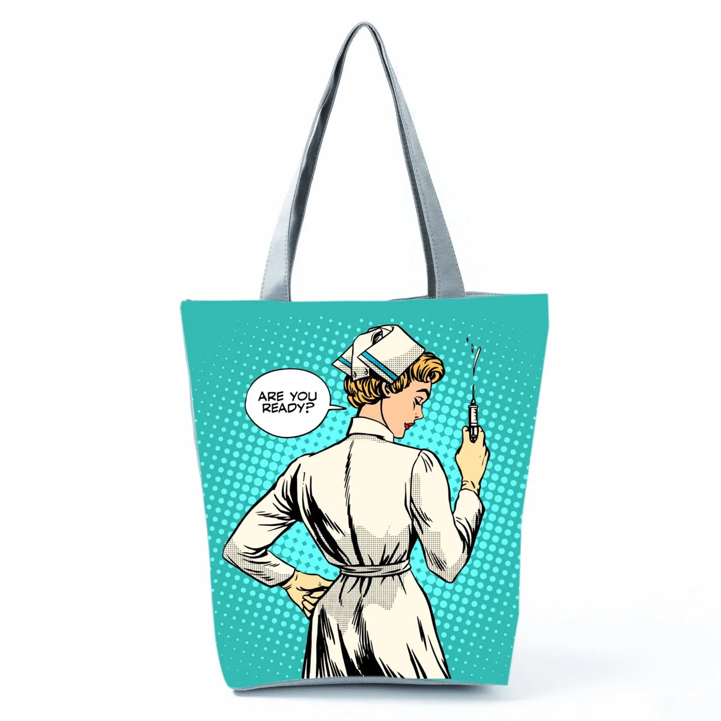 Fashion Tote Customized Cartoon Dentist Nurse Shoulder Bag Eco Reusable Shopping Bag Ladies Handbags for Women Casual Portable - Healthcare Vibes