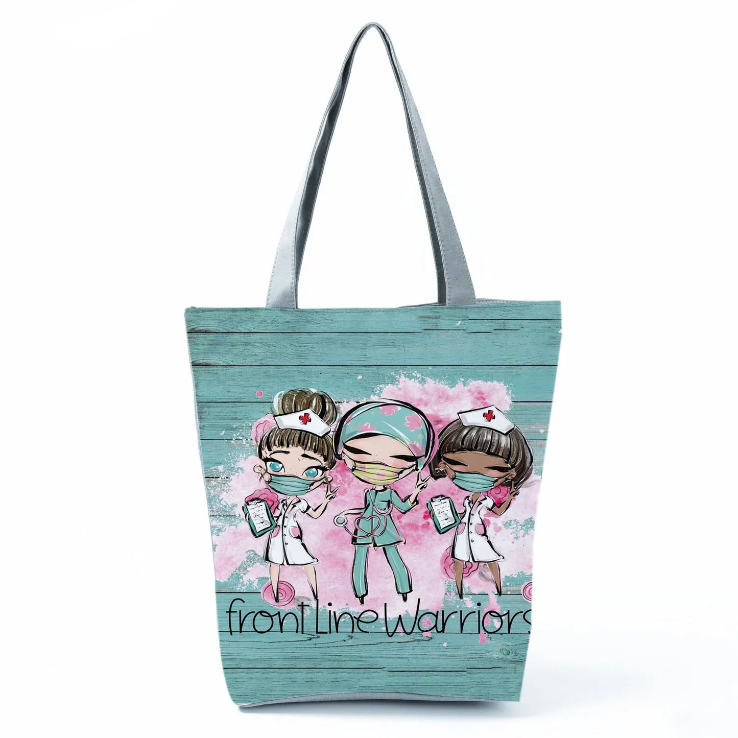 Fashion Tote Customized Cartoon Dentist Nurse Shoulder Bag Eco Reusable Shopping Bag Ladies Handbags for Women Casual Portable - Healthcare Vibes