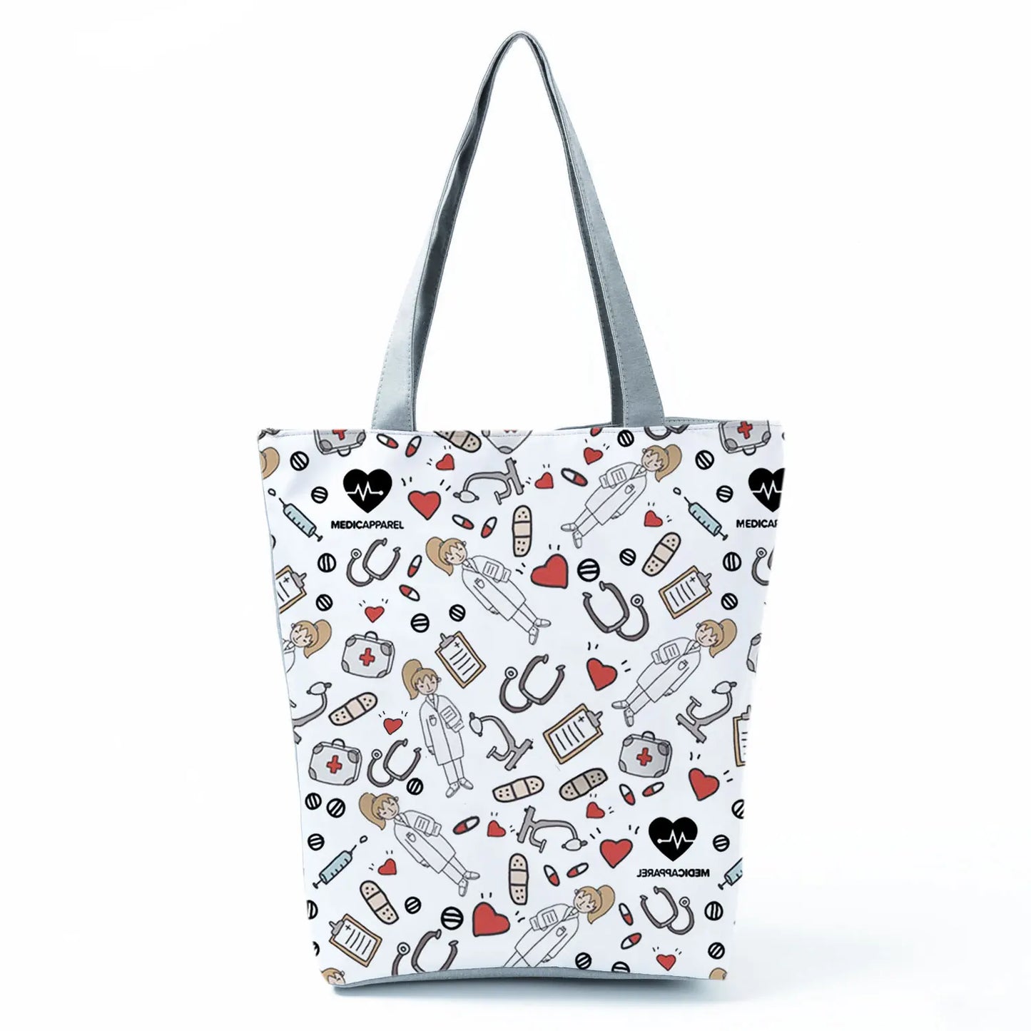 Fashion Tote Customized Cartoon Dentist Nurse Shoulder Bag Eco Reusable Shopping Bag Ladies Handbags for Women Casual Portable - Healthcare Vibes