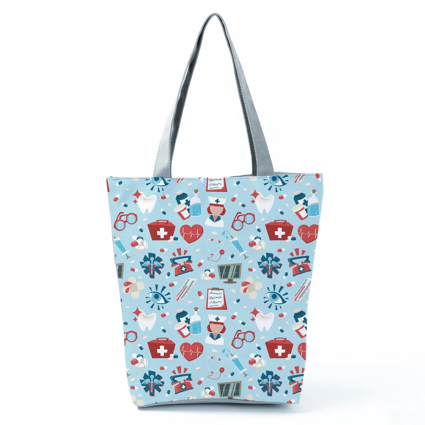 Fashion Tote Customized Cartoon Dentist Nurse Shoulder Bag Eco Reusable Shopping Bag Ladies Handbags for Women Casual Portable - Healthcare Vibes