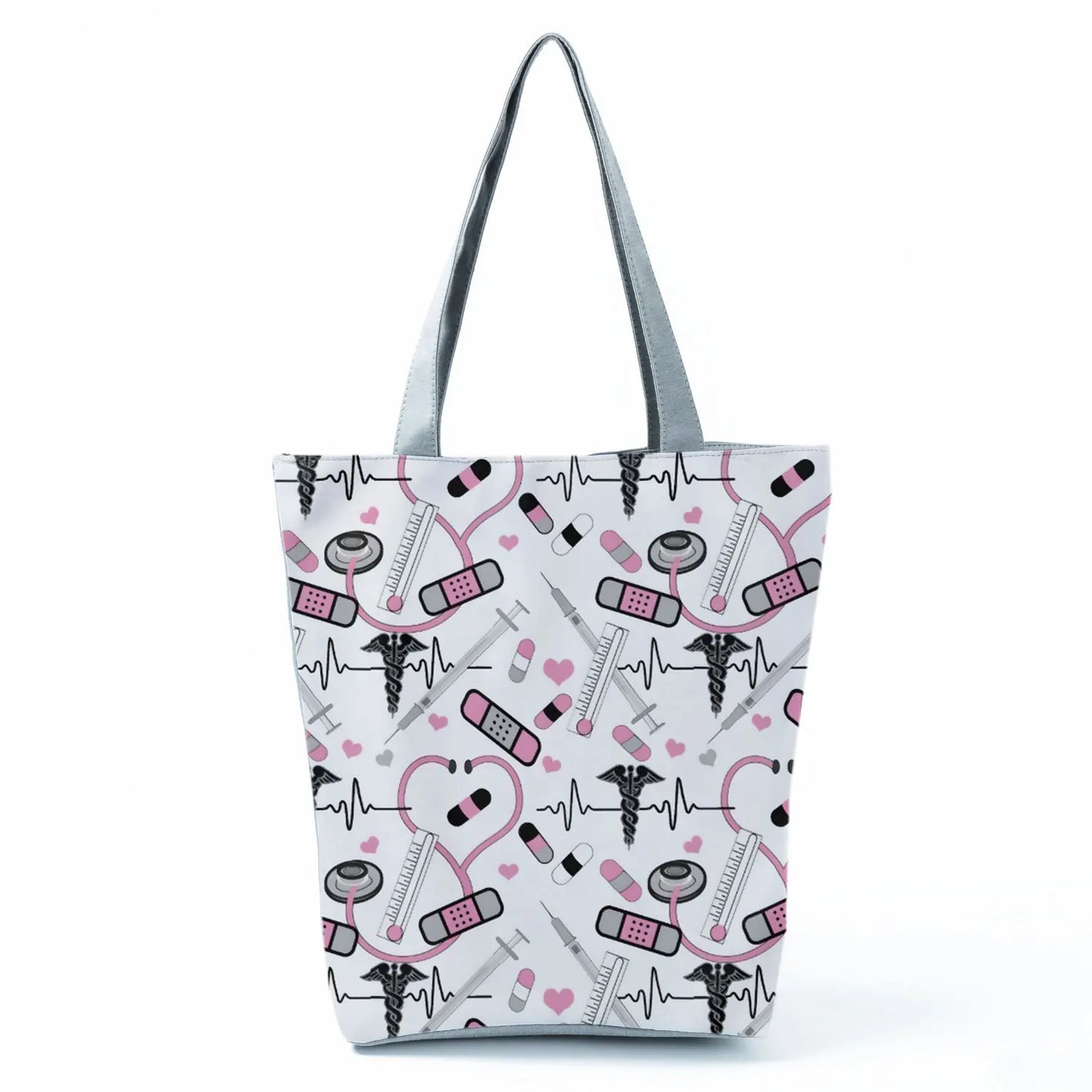 Fashion Tote Customized Cartoon Dentist Nurse Shoulder Bag Eco Reusable Shopping Bag Ladies Handbags for Women Casual Portable - Healthcare Vibes