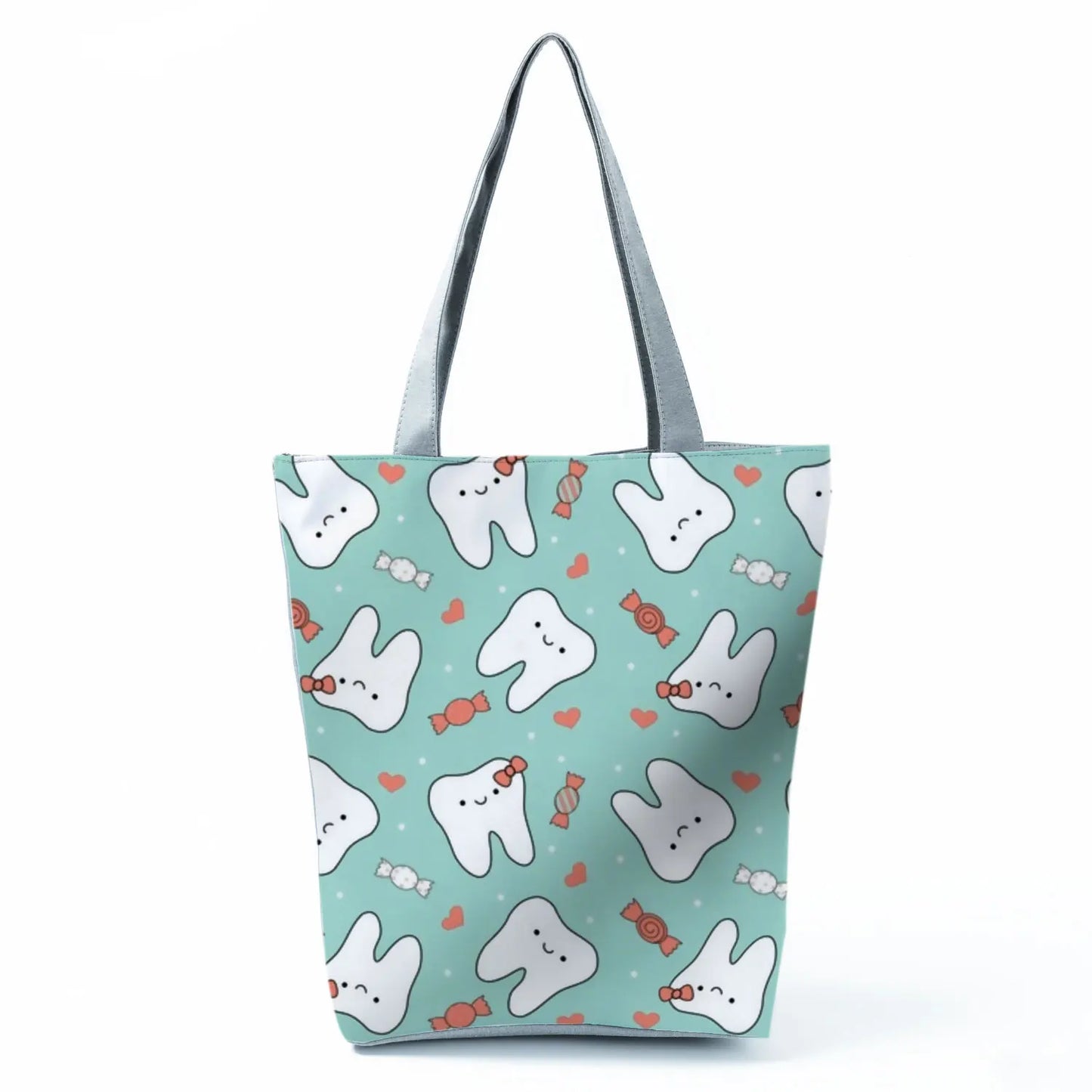 Fashion Tote Customized Cartoon Dentist Nurse Shoulder Bag Eco Reusable Shopping Bag Ladies Handbags for Women Casual Portable - Healthcare Vibes