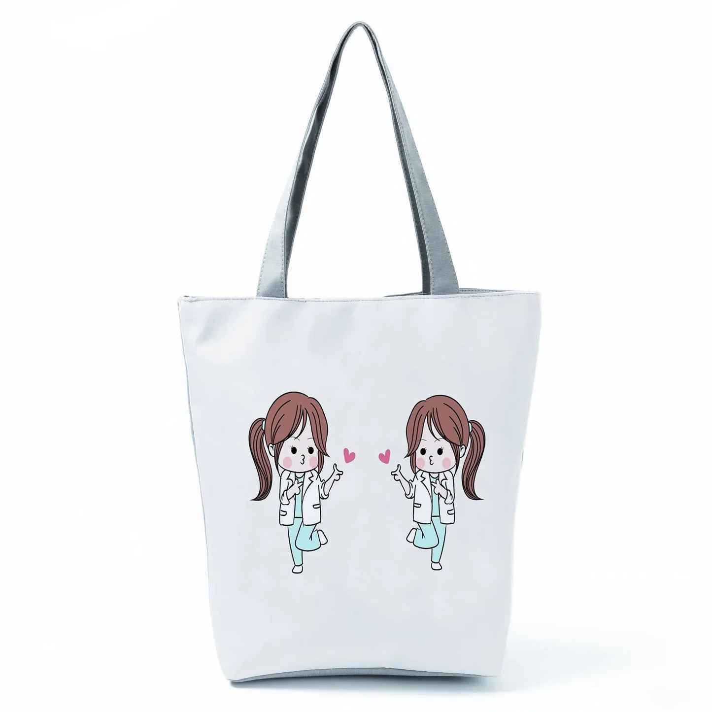 Fashion Tote Customized Cartoon Dentist Nurse Shoulder Bag Eco Reusable Shopping Bag Ladies Handbags for Women Casual Portable - Healthcare Vibes