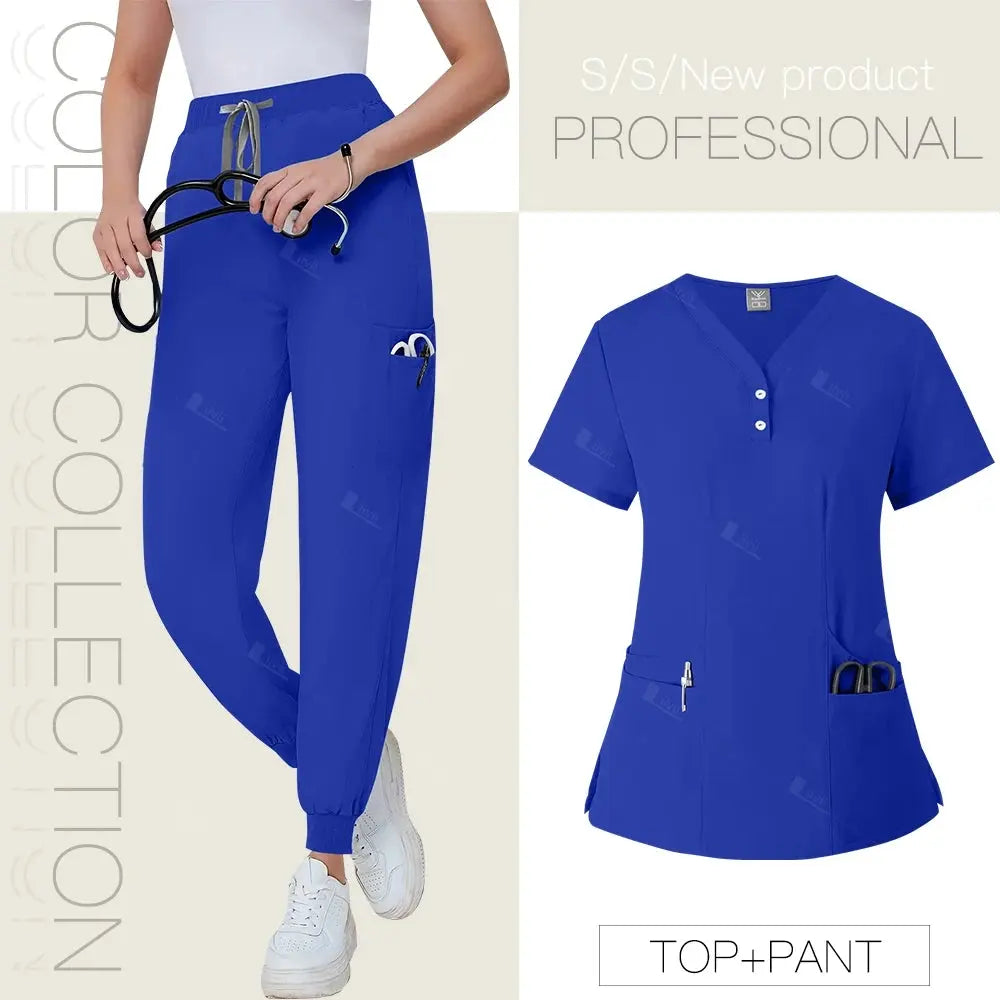 Short Sleeved, V-neck, Nurse Uniforms, Scrubs Set, Healthcare Uniforms - Healthcare Vibes