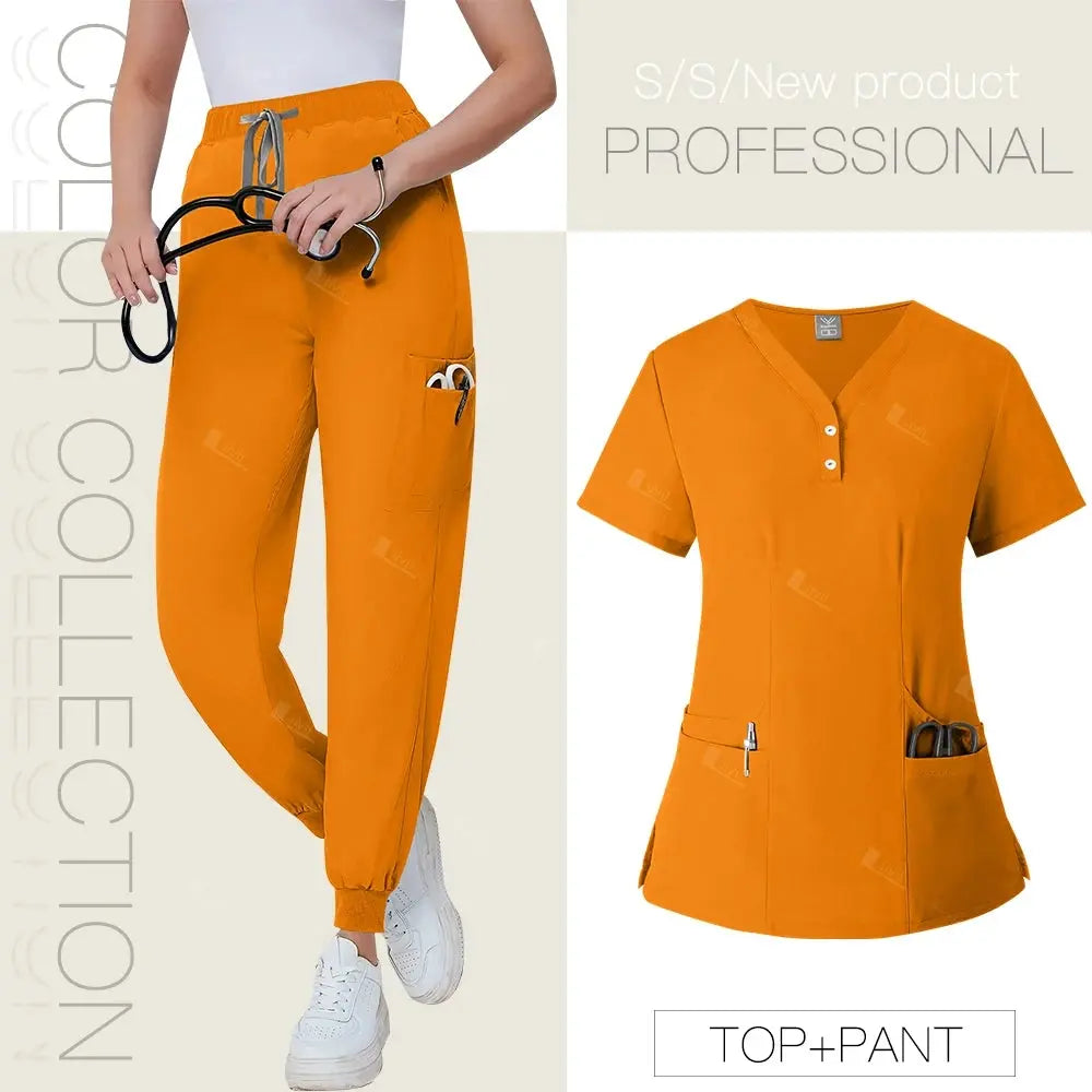 Short Sleeved, V-neck, Nurse Uniforms, Scrubs Set, Healthcare Uniforms - Healthcare Vibes