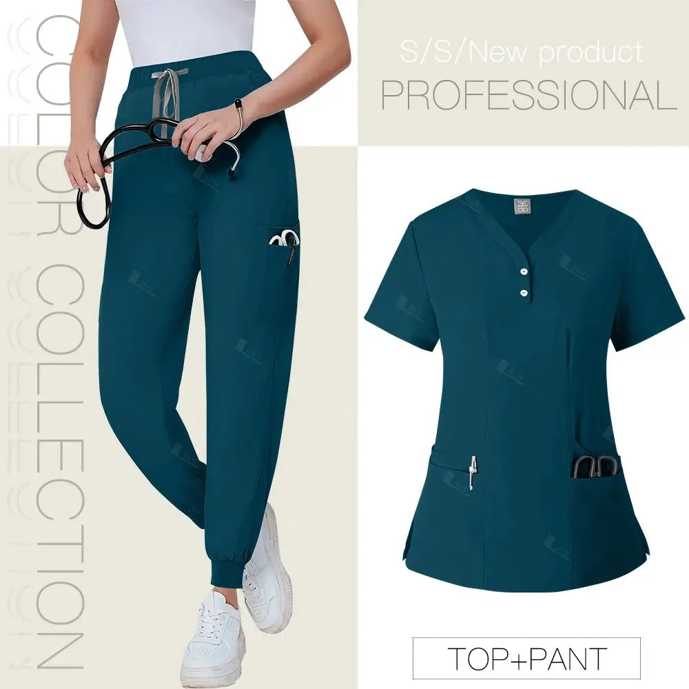 Short Sleeved, V-neck, Nurse Uniforms, Scrubs Set, Healthcare Uniforms - Healthcare Vibes