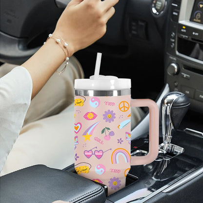 Powder Coated Double Wall Stainless Steel 40oz Tumblers Travel Mug with Pattern Gift - Healthcare Vibes
