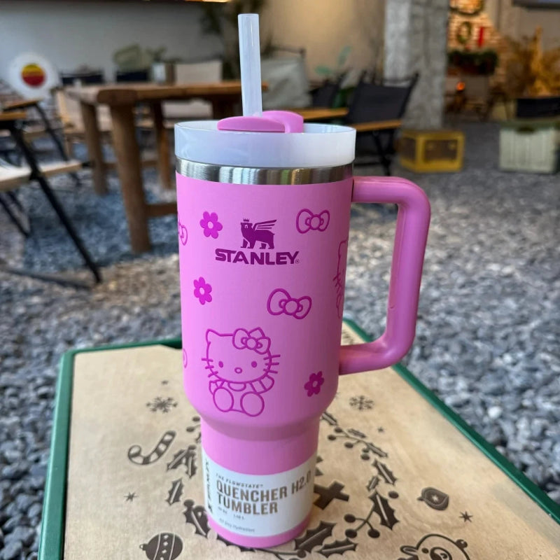 Stanley Quencher H2.0 40 oz Tumbler with Handle and Straw and Flow-state 3-Position Lid Peony powder 40oz 1.1L