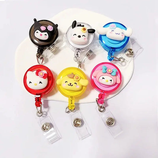 Anime Sanrio Hello Kitty Badge Reel Retractable ID Badge Holder With 360 Rotating Alligator Clip Nurse Name Credential Holder - Healthcare Vibes