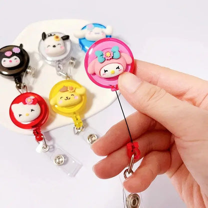 Anime Sanrio Hello Kitty Badge Reel Retractable ID Badge Holder With 360 Rotating Alligator Clip Nurse Name Credential Holder - Healthcare Vibes