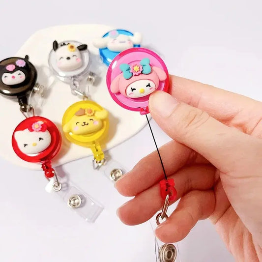 Anime Sanrio Hello Kitty Badge Reel Retractable ID Badge Holder With 360 Rotating Alligator Clip Nurse Name Credential Holder - Healthcare Vibes