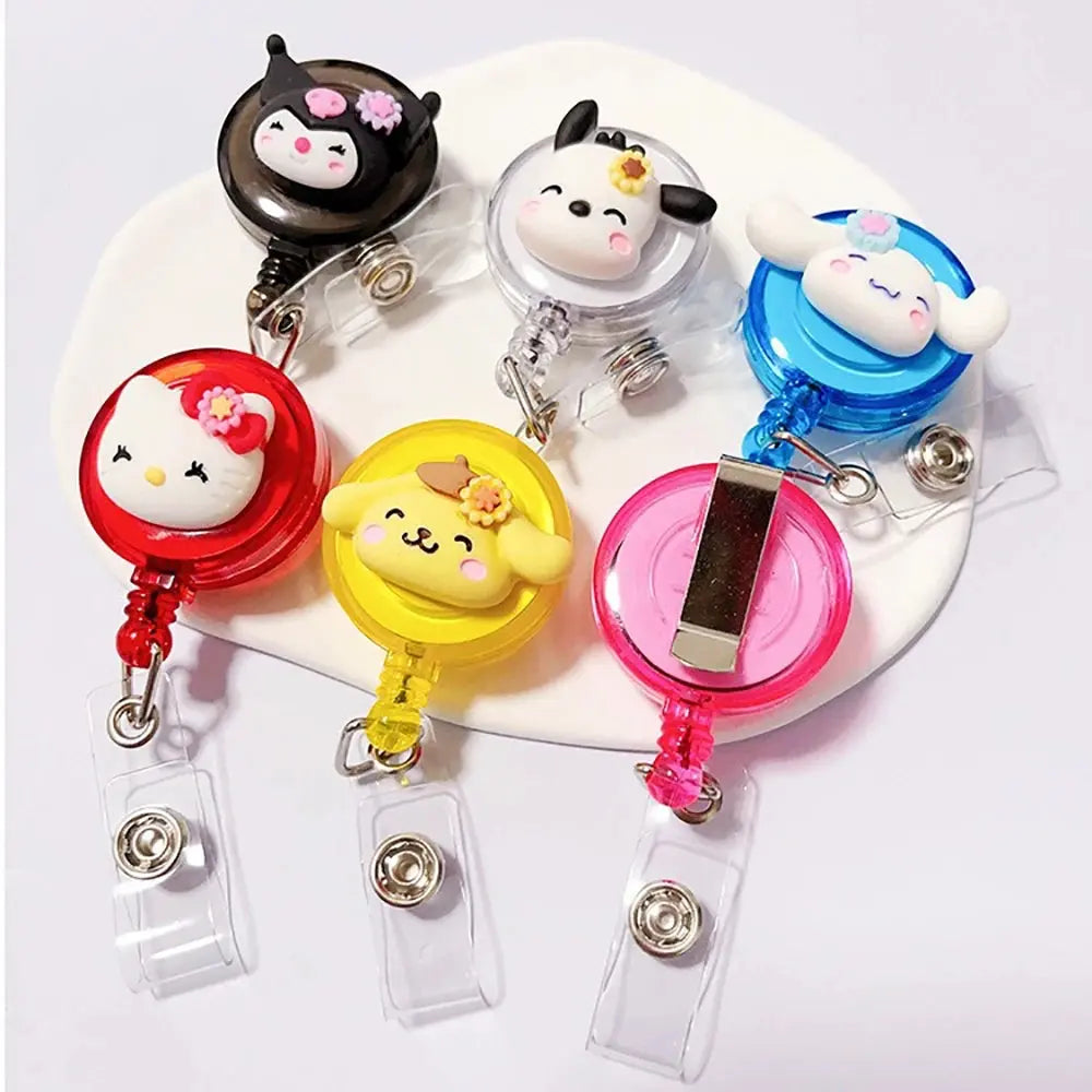 Anime Sanrio Hello Kitty Badge Reel Retractable ID Badge Holder With 360 Rotating Alligator Clip Nurse Name Credential Holder - Healthcare Vibes