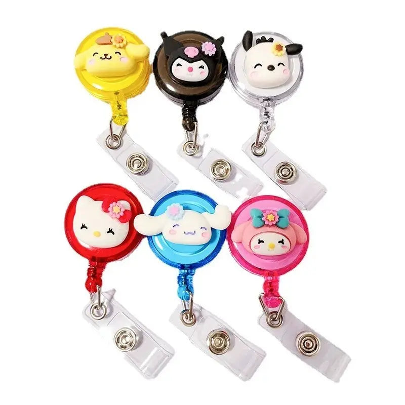 Anime Sanrio Hello Kitty Badge Reel Retractable ID Badge Holder With 360 Rotating Alligator Clip Nurse Name Credential Holder - Healthcare Vibes