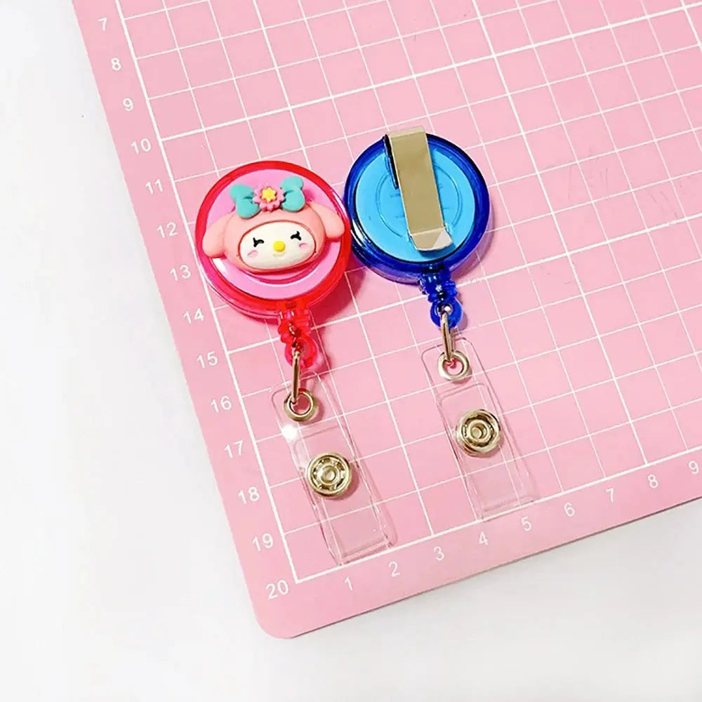 Anime Sanrio Hello Kitty Badge Reel Retractable ID Badge Holder With 360 Rotating Alligator Clip Nurse Name Credential Holder - Healthcare Vibes