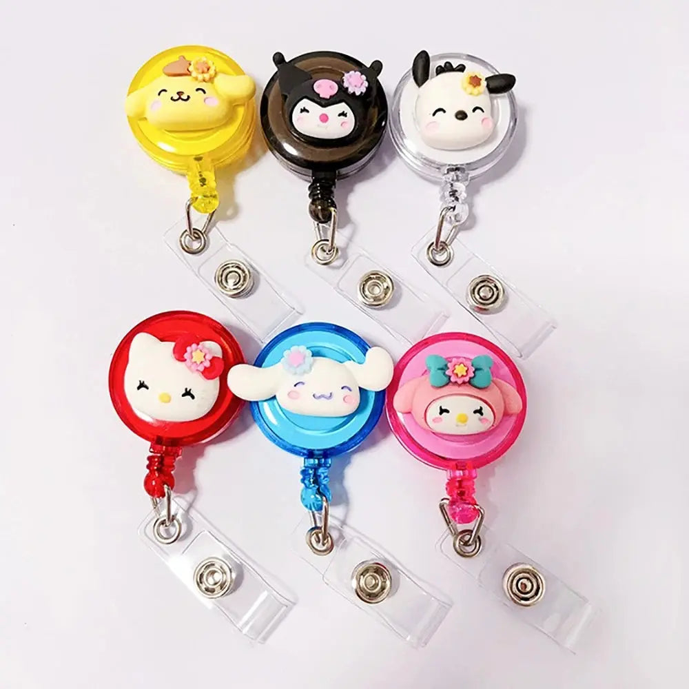 Anime Sanrio Hello Kitty Badge Reel Retractable ID Badge Holder With 360 Rotating Alligator Clip Nurse Name Credential Holder - Healthcare Vibes
