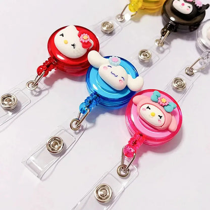 Anime Sanrio Hello Kitty Badge Reel Retractable ID Badge Holder With 360 Rotating Alligator Clip Nurse Name Credential Holder - Healthcare Vibes
