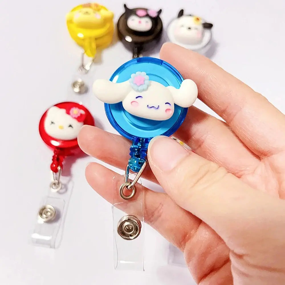 Anime Sanrio Hello Kitty Badge Reel Retractable ID Badge Holder With 360 Rotating Alligator Clip Nurse Name Credential Holder - Healthcare Vibes