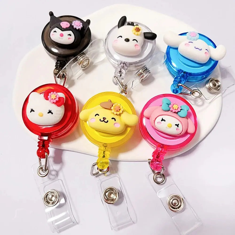 Anime Sanrio Hello Kitty Badge Reel Retractable ID Badge Holder With 360 Rotating Alligator Clip Nurse Name Credential Holder - Healthcare Vibes