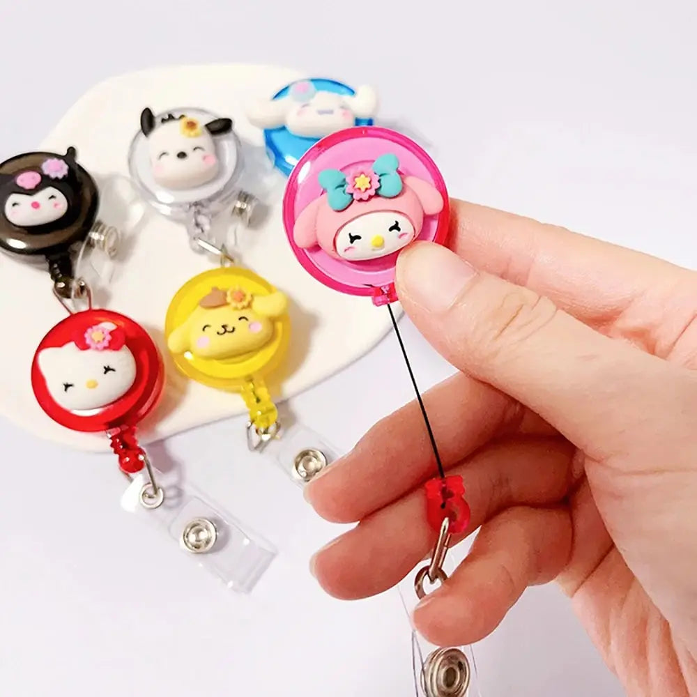 Anime Sanrio Hello Kitty Badge Reel Retractable ID Badge Holder With 360 Rotating Alligator Clip Nurse Name Credential Holder - Healthcare Vibes