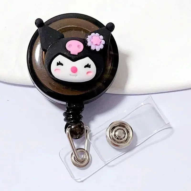Anime Sanrio Hello Kitty Badge Reel Retractable ID Badge Holder With 360 Rotating Alligator Clip Nurse Name Credential Holder - Healthcare Vibes