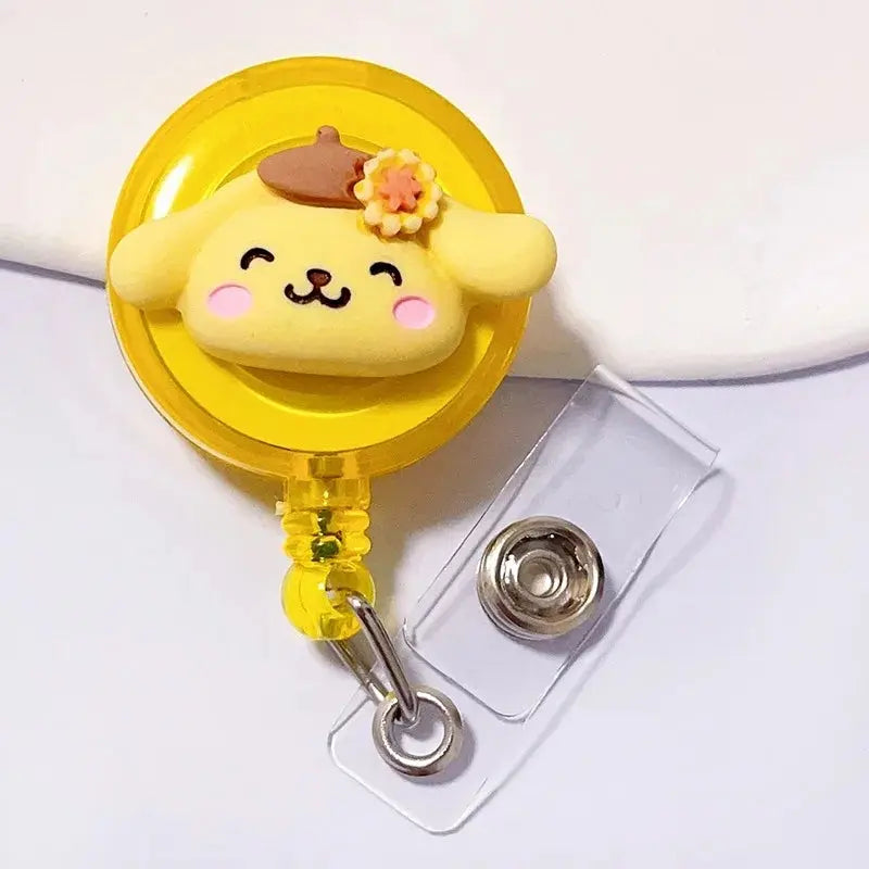Anime Sanrio Hello Kitty Badge Reel Retractable ID Badge Holder With 360 Rotating Alligator Clip Nurse Name Credential Holder - Healthcare Vibes