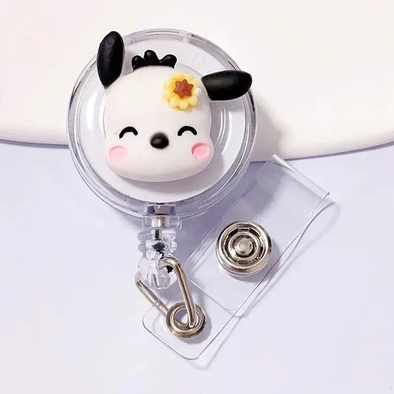 Anime Sanrio Hello Kitty Badge Reel Retractable ID Badge Holder With 360 Rotating Alligator Clip Nurse Name Credential Holder - Healthcare Vibes