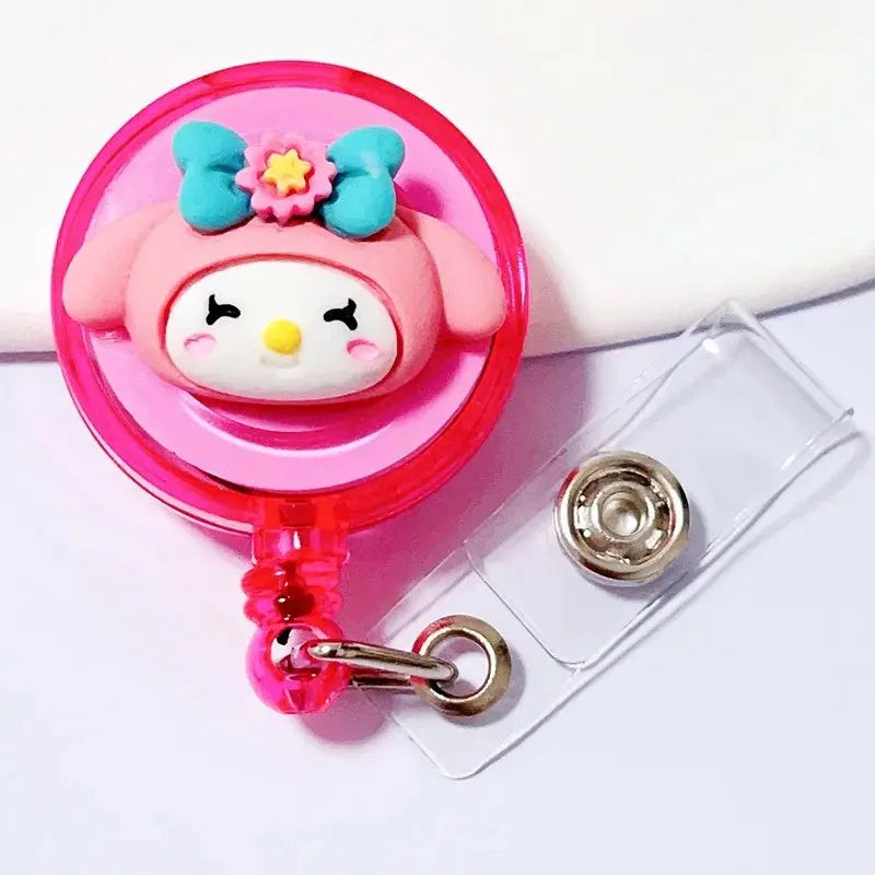 Anime Sanrio Hello Kitty Badge Reel Retractable ID Badge Holder With 360 Rotating Alligator Clip Nurse Name Credential Holder - Healthcare Vibes