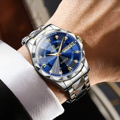 BINBOND Top Brand Luxury Fashion Quartz Watch, Mens, Waterproof, Stainless Steel Quartz Wristwatch - Healthcare Vibes