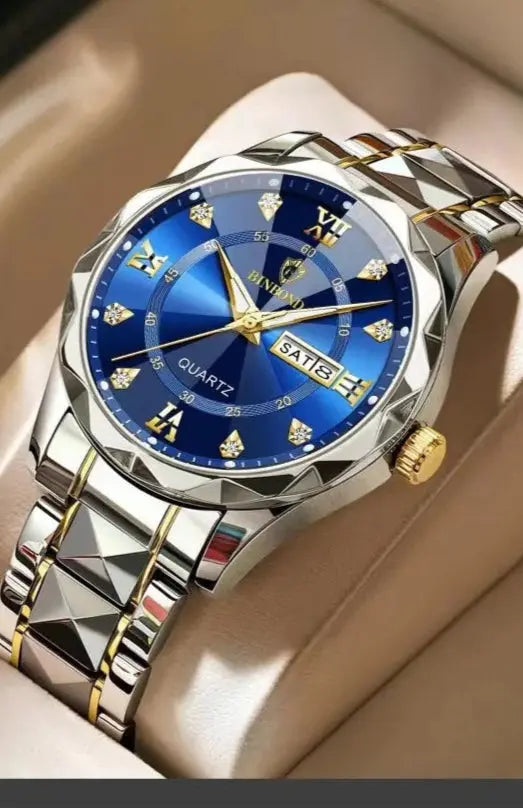 BINBOND Top Brand Luxury Fashion Quartz Watch, Mens, Waterproof, Stainless Steel Quartz Wristwatch - Healthcare Vibes