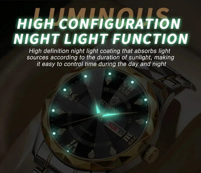 BINBOND Top Brand Luxury Fashion Quartz Watch, Mens, Waterproof, Stainless Steel Quartz Wristwatch - Healthcare Vibes
