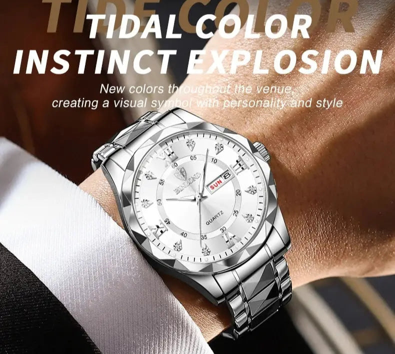 BINBOND Top Brand Luxury Fashion Quartz Watch, Mens, Waterproof, Stainless Steel Quartz Wristwatch - Healthcare Vibes