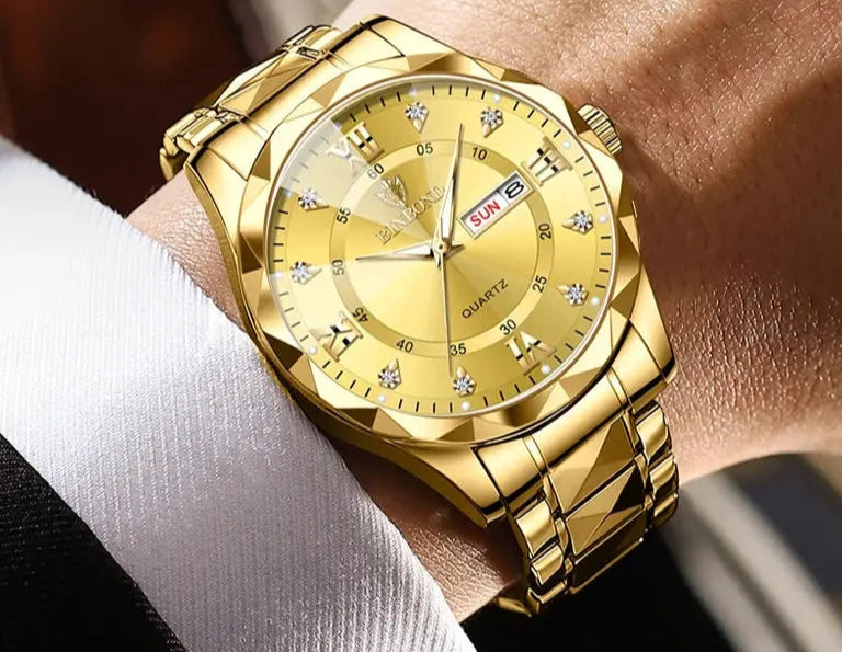 BINBOND Top Brand Luxury Fashion Quartz Watch, Mens, Waterproof, Stainless Steel Quartz Wristwatch - Healthcare Vibes