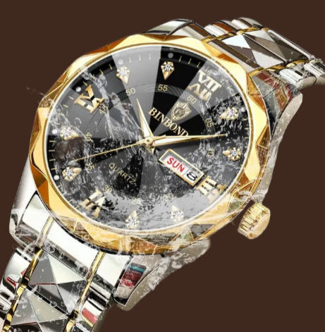 BINBOND Top Brand Luxury Fashion Quartz Watch, Mens, Waterproof, Stainless Steel Quartz Wristwatch - Healthcare Vibes