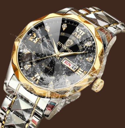 BINBOND Top Brand Luxury Fashion Quartz Watch, Mens, Waterproof, Stainless Steel Quartz Wristwatch - Healthcare Vibes
