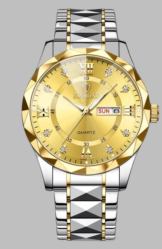 BINBOND Top Brand Luxury Fashion Quartz Watch, Mens, Waterproof, Stainless Steel Quartz Wristwatch - Healthcare Vibes