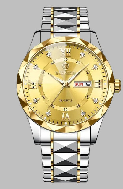BINBOND Top Brand Luxury Fashion Quartz Watch, Mens, Waterproof, Stainless Steel Quartz Wristwatch - Healthcare Vibes