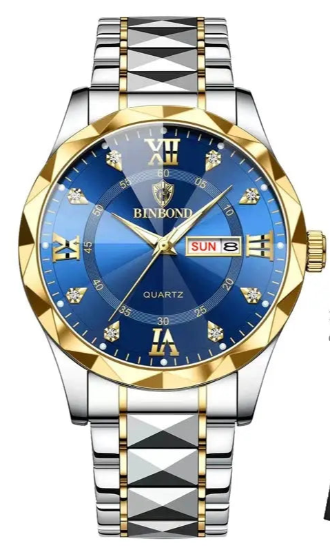 BINBOND Top Brand Luxury Fashion Quartz Watch, Mens, Waterproof, Stainless Steel Quartz Wristwatch - Healthcare Vibes
